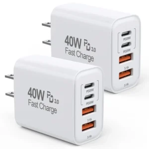 40W 4-Port Fast USB Wall Adapter PD+QC Wall Plug