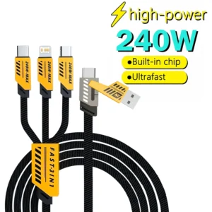 3 In 2 240W Cord For Micro USB Type C Charger Cable