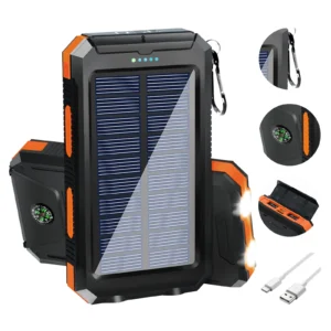20000mAh Solar Power Bank Portable Charger Waterproof