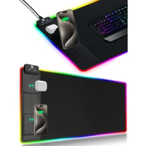 Mouse Pad, RGB Desk Mat with 15W Fast Charging